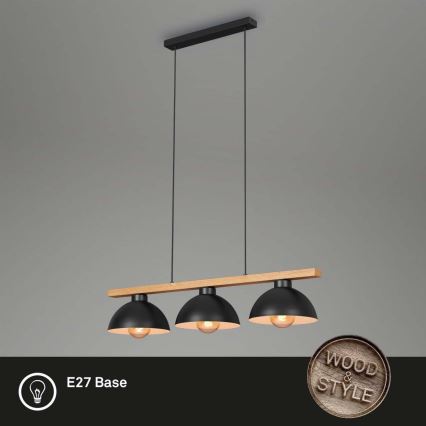 Brilo - Пендел 3xE27/40W/230V каучуково дърво