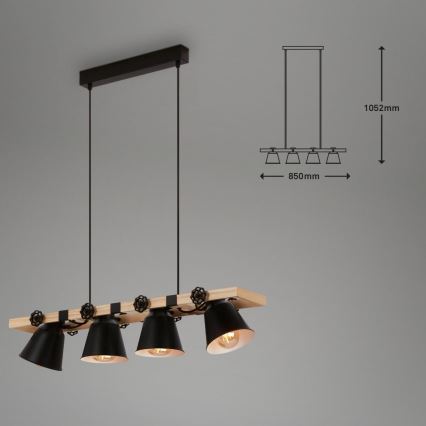 Brilo - Пендел TALLE 4xE27/40W/230V каучуково дърво