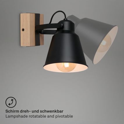Brilo - Спот аплик TALLE  1xE27/40W/230V каучуково дърво
