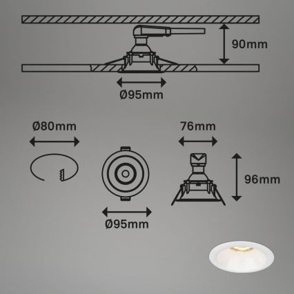 Brilo - К-кт 3x Лампа за вграждане в баня 1xGU10/9W/230V IP23 бял