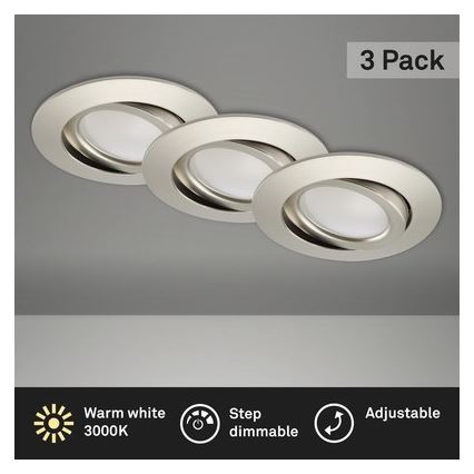 Brilo - К-кт 3x LED Димируема лампа за вграждане в баня LED/5W/230V IP23 матов хром