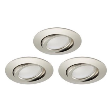 Brilo - К-кт 3x LED Димируема лампа за вграждане в баня LED/5W/230V IP23 матов хром
