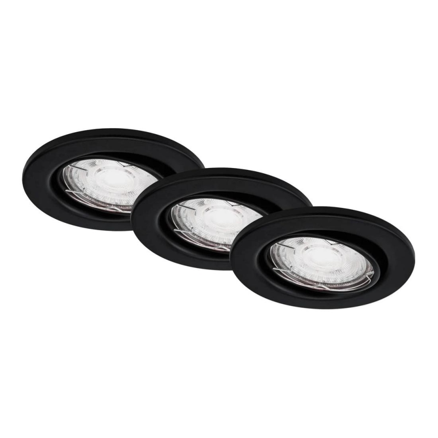 Brilo - К-кт 3x LED Лампа за вграждане в баня 1xGU10/5W/230V IP23 черен