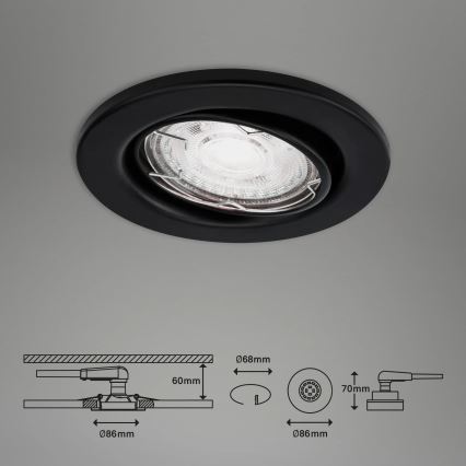 Brilo - К-кт 3x LED Лампа за вграждане в баня 1xGU10/5W/230V IP23 черен