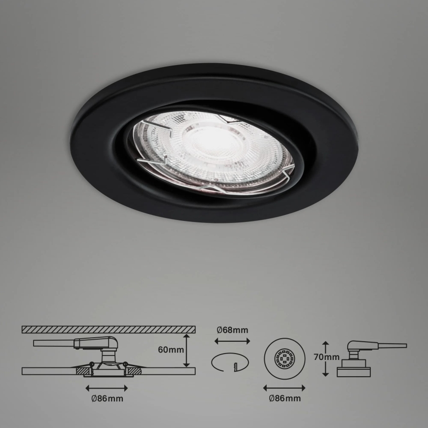 Brilo - К-кт 3x LED Лампа за вграждане в баня 1xGU10/5W/230V IP23 черен