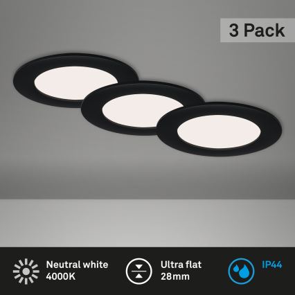 Brilo - К-кт 3x LED Лампа за вграждане в баня FLAT LED/7W/230V IP44