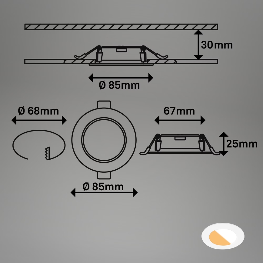 Brilo - К-кт 3x LED Лампа за вграждане в баня LED/4W/230V IP44 3000/4000K бял