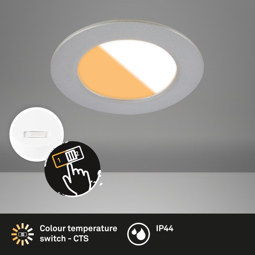 Brilo - К-кт 3x LED Лампа за вграждане в баня LED/4W/230V IP44 3000/4000K сребрист