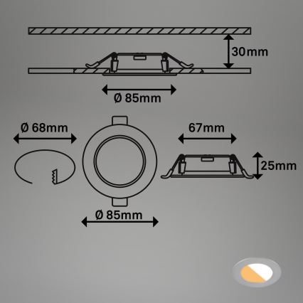 Brilo - К-кт 3x LED Лампа за вграждане в баня LED/4W/230V IP44 3000/4000K сребрист