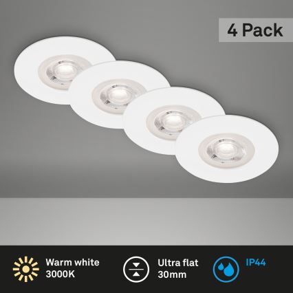 Brilo - К-кт 4x LED Лампа за вграждане в баня LED/4,9W/230V IP44 бял