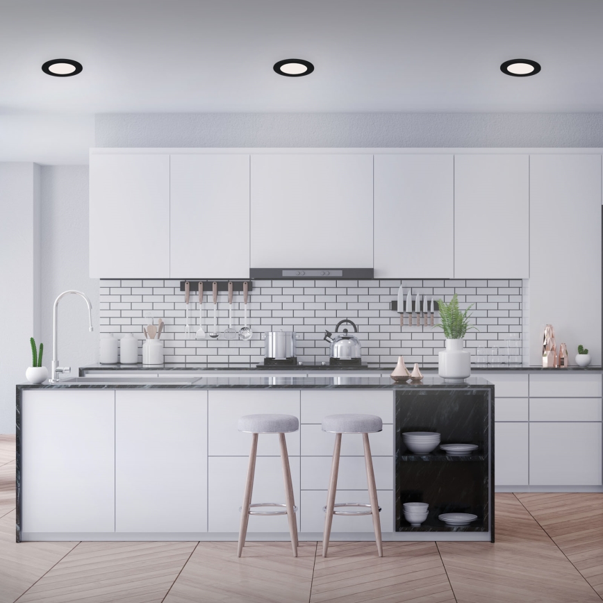 Brilo - комплект от 3 вградени LED осветителни тела за баня FLAT LED/6W/230V IP44, черни