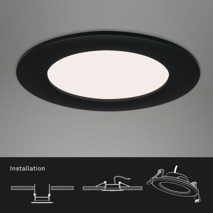 Brilo - комплект от 3 вградени LED осветителни тела за баня FLAT LED/6W/230V IP44, черни