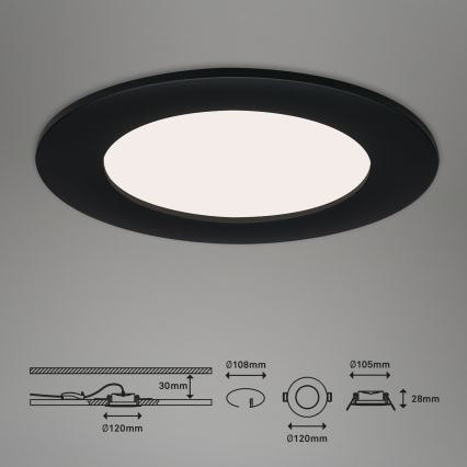 Brilo - комплект от 3 вградени LED осветителни тела за баня FLAT LED/6W/230V IP44, черни