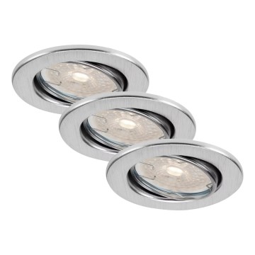 Brilo - Комплект от 3 димируеми LED вградени осветителни тела за баня DIMM LED/5,5W/230V IP23 матов хром