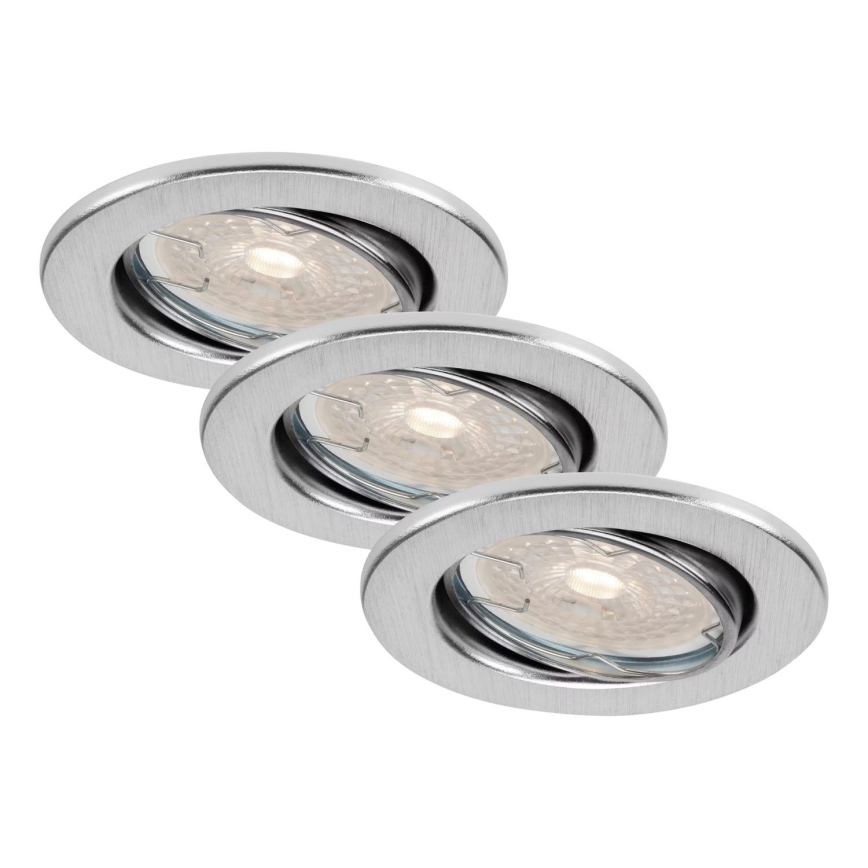 Brilo - Комплект от 3 димируеми LED вградени осветителни тела за баня DIMM LED/5,5W/230V IP23 матов хром