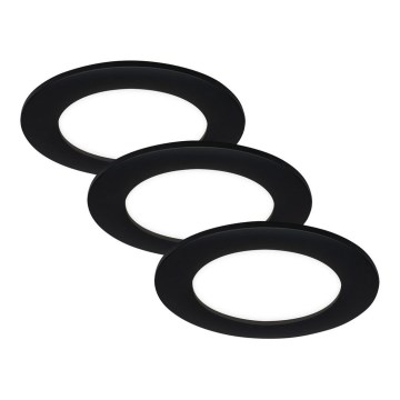 Brilo - комплект от 3 вградени LED осветителни тела за баня FLAT LED/6W/230V IP44, черни