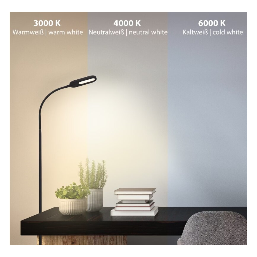 Briloner 1297-015 - LED регулируема гъвкава подова лампа LED/6,6W/230V 3000K/4000K/6000K