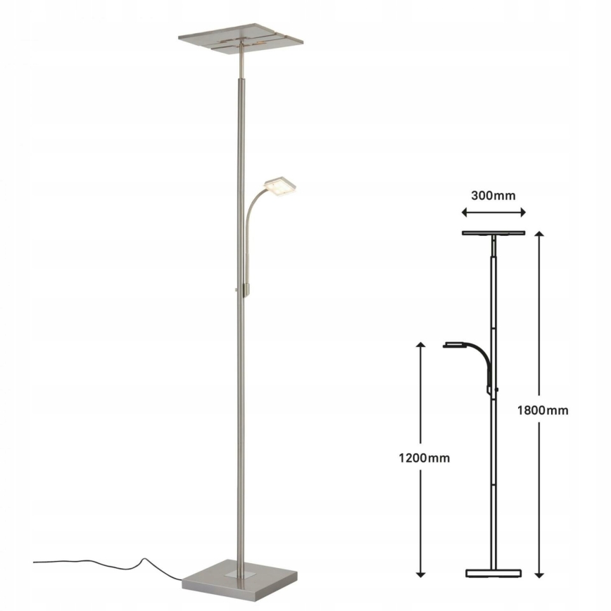 Briloner 1328-022 - димируема подова LED лампа LED/21W/230V + LED/3,5W матов хром