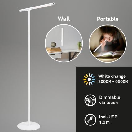 Briloner 1384-016 - LED Димируем докосване лампион 2в1 EVERYWHERE LED/2,3W/5V 2000 mAh