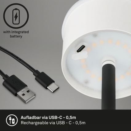 Briloner 1438015 - Димируема LED подова лампа KIKI LED/4,3W/5V IP44 2600 mAh черна