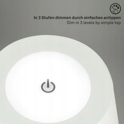 Briloner 1438016 - LED Димируем докосване лампион 3в1 LED/3,5W/5V IP44 3000K 38-130 см бял
