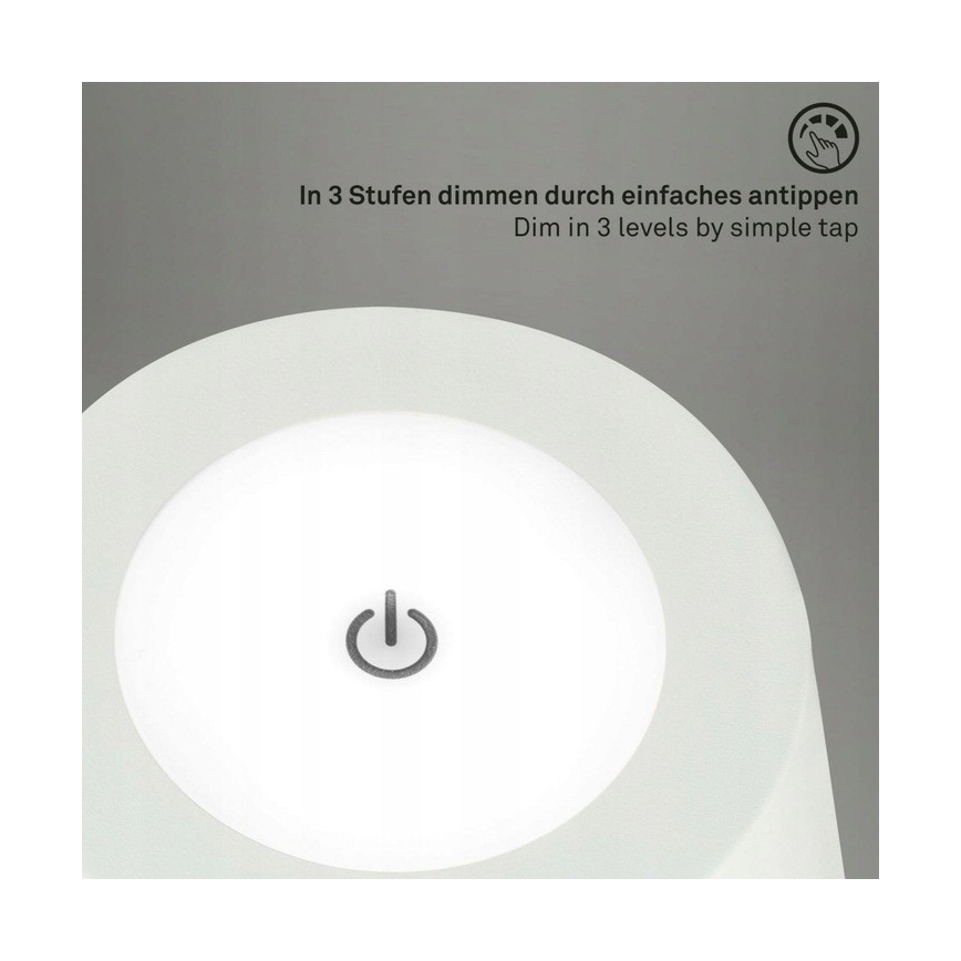Briloner 1438016 - LED Димируем докосване лампион 3в1 LED/3,5W/5V IP44 3000K 38-130 см бял