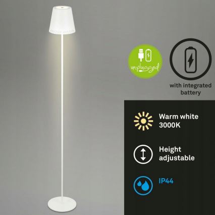 Briloner 1438016 - LED Димируем докосване лампион 3в1 LED/3,5W/5V IP44 3000K 38-130 см бял
