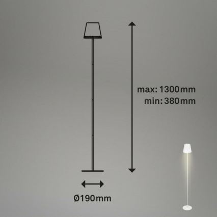 Briloner 1438016 - LED Димируем докосване лампион 3в1 LED/3,5W/5V IP44 3000K 38-130 см бял