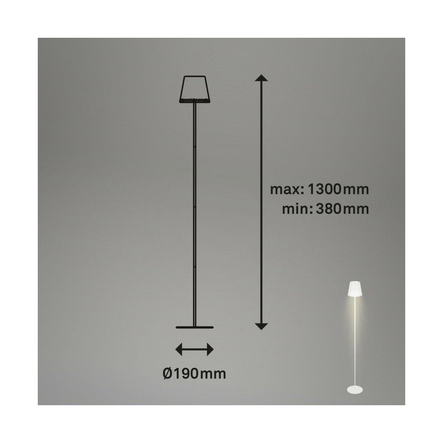 Briloner 1438016 - LED Димируем докосване лампион 3в1 LED/3,5W/5V IP44 3000K 38-130 см бял