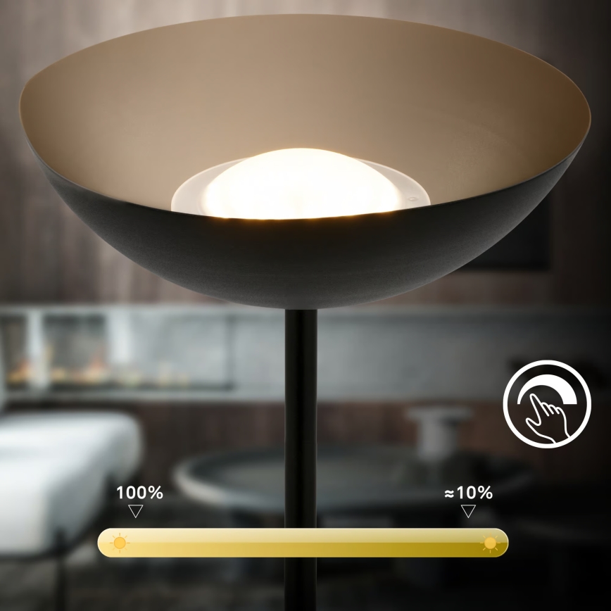 Briloner 1500015 - димируема LED подова лампа ESTATE LED/8W/5V 4000 mAh черна