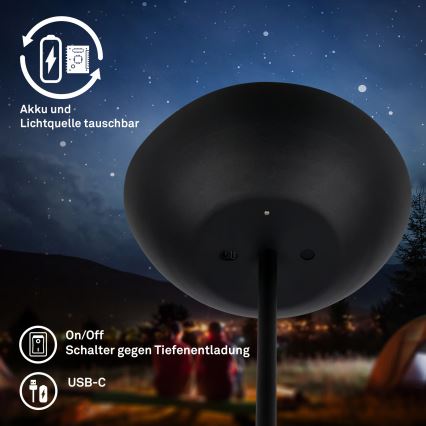 Briloner 1500015 - димируема LED подова лампа ESTATE LED/8W/5V 4000 mAh черна