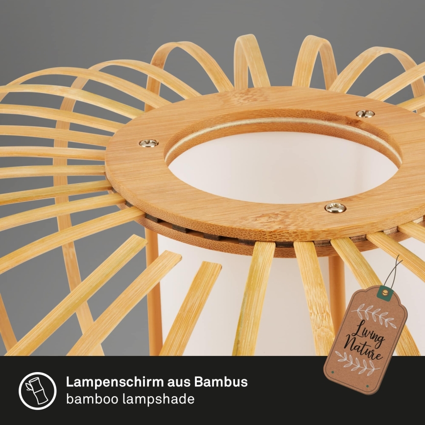 Briloner 1759011 - Подова лампа 1xE27/10W/230V бамбук/черна