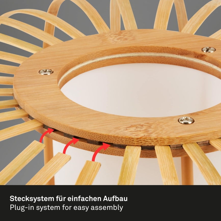 Briloner 1759011 - Подова лампа 1xE27/10W/230V бамбук/черна