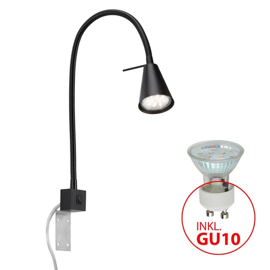 Briloner 2080-015 - LED гъвкава стенна лампа COMFORT LIGHT 1xGU10/5W/230V черна