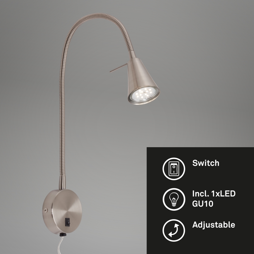 Briloner 2082-012 - LED гъвкава стенна лампа COMFORT LIGHT 1xGU10/5W/230V матов хром