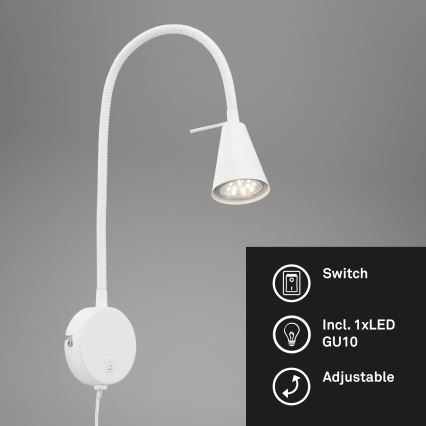 Briloner 2082-016 - LED гъвкава стенна лампа COMFORT LIGHT 1xGU10/5W/230V бяла