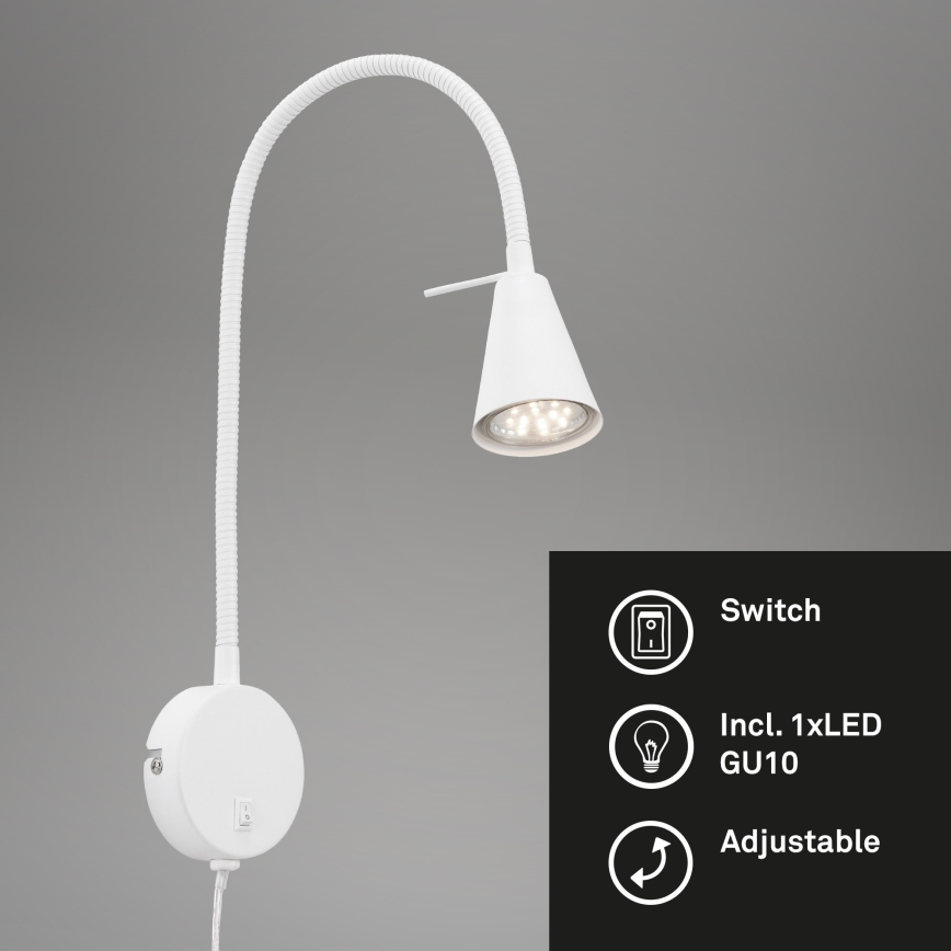 Briloner 2082-016 - LED гъвкава стенна лампа COMFORT LIGHT 1xGU10/5W/230V бяла
