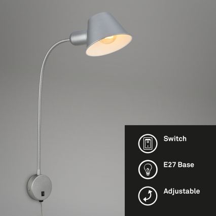 Briloner 2089-014 - Гъвкава стенна лампа BRELLO 1xE27/10W/230V матов хром