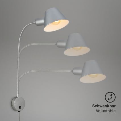 Briloner 2089-014 - Гъвкава стенна лампа BRELLO 1xE27/10W/230V матов хром