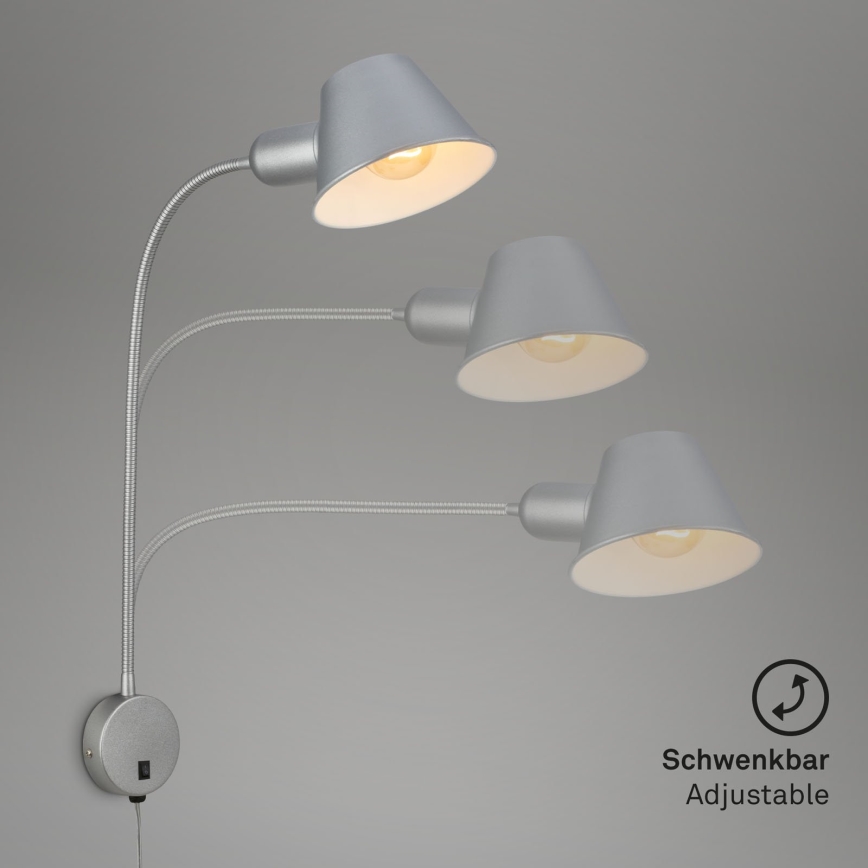 Briloner 2089-014 - Гъвкава стенна лампа BRELLO 1xE27/10W/230V матов хром