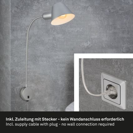 Briloner 2089-014 - Гъвкава стенна лампа BRELLO 1xE27/10W/230V матов хром