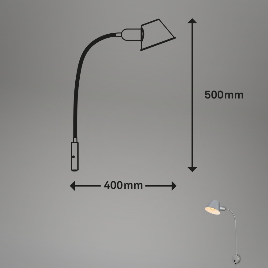 Briloner 2089-014 - Гъвкава стенна лампа BRELLO 1xE27/10W/230V матов хром