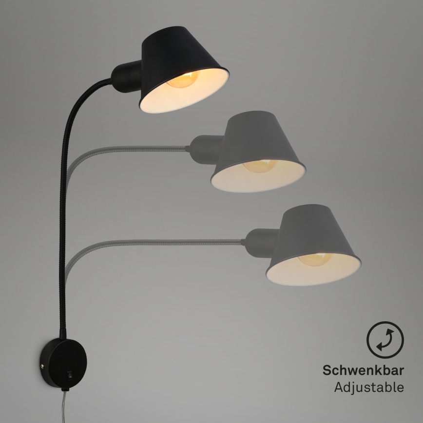Briloner 2089-015 - Гъвкава стенна лампа BRELLO 1xE27/10W/230V черна