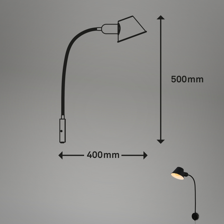 Briloner 2089-015 - Гъвкава стенна лампа BRELLO 1xE27/10W/230V черна