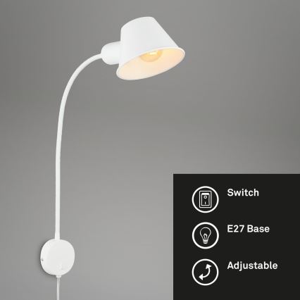 Briloner 2089-016 - Гъвкава стенна лампа BRELLO 1xE27/10W/230V бяла
