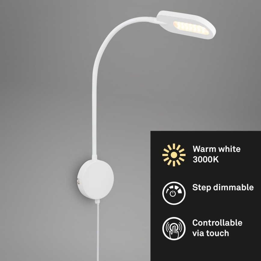 Briloner 2177016 - LED Димируем стена гъвкав лампа LED/6W/230V бял