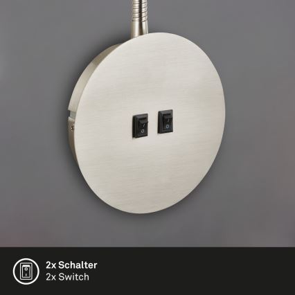 Briloner 2178012 - LED Гъвкав аплик 1xE14/10W/230V + LED/3W матов хром