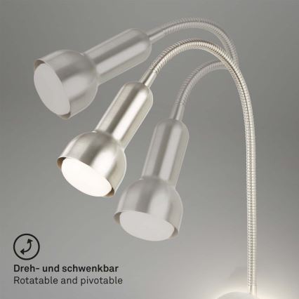 Briloner 2178012 - LED Гъвкав аплик 1xE14/10W/230V + LED/3W матов хром