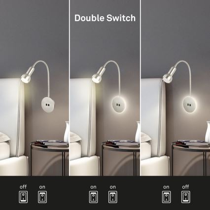 Briloner 2178012 - LED Гъвкав аплик 1xE14/10W/230V + LED/3W матов хром