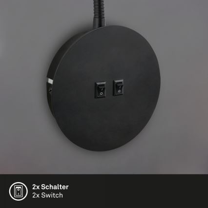 Briloner 2178015 - LED гъвкава стенна лампа 1xE14/10W/230V + LED/3W черна